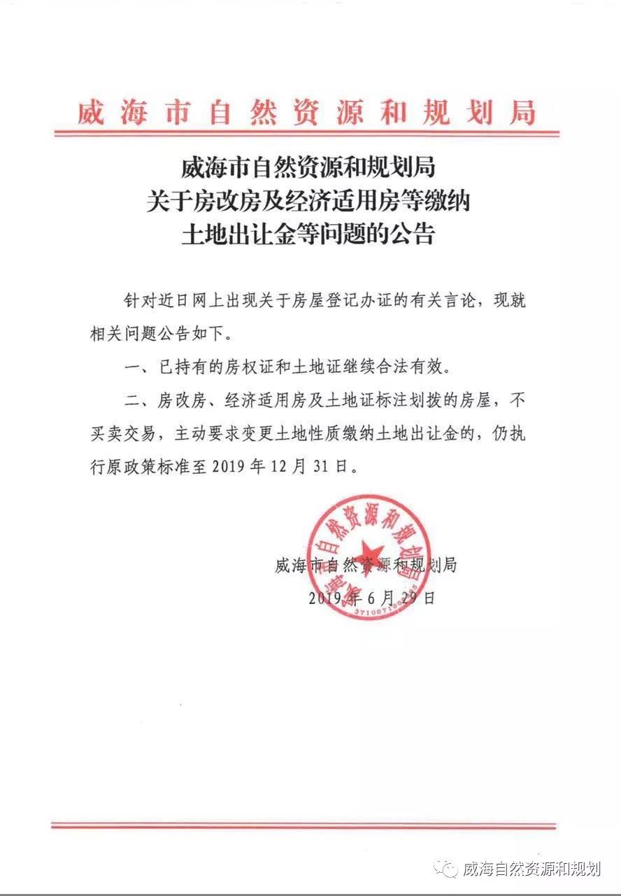 市自然资源和规划局关于房改房及经济适用房等缴纳土地出让金等问题的